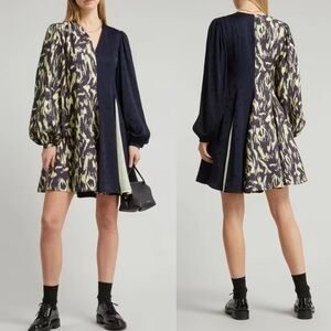 Stine Goya Vinci Abrstract Two Tone Dress In Blue Women's Size L